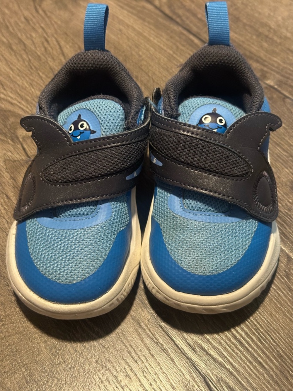 Nike Kids Blue Shark Velcro Sneakers with Navy Accents